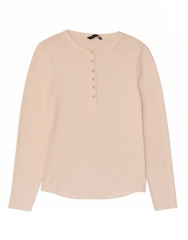Zara Damen Top Langarm UK 16 Large Weiße Baumwolle