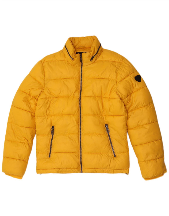 Guess gepolsterte Herrenjacke mit Kapuze, UK 36, kleines gelbes Nylon