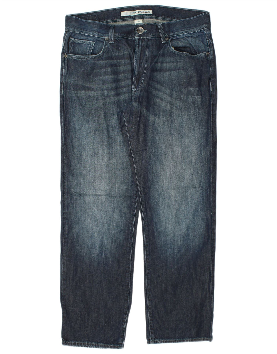 DKNY Herren Straight Jeans W34 L30 Marineblaue Baumwolle
