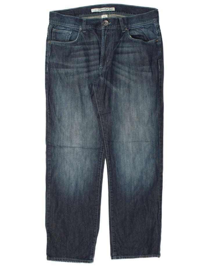 DKNY Herren Straight Jeans W34 L30 Marineblaue Baumwolle