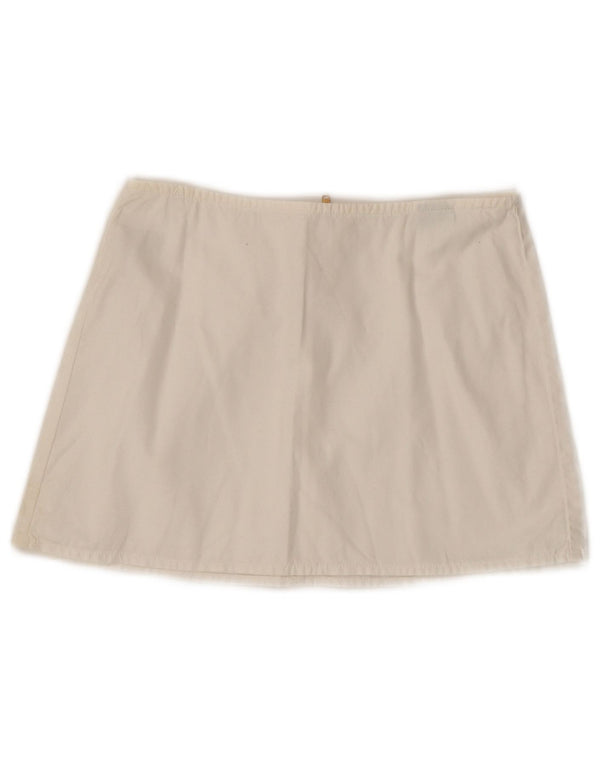 Benetton Damen Minirock IT 40 Small W26 Weiße Baumwolle