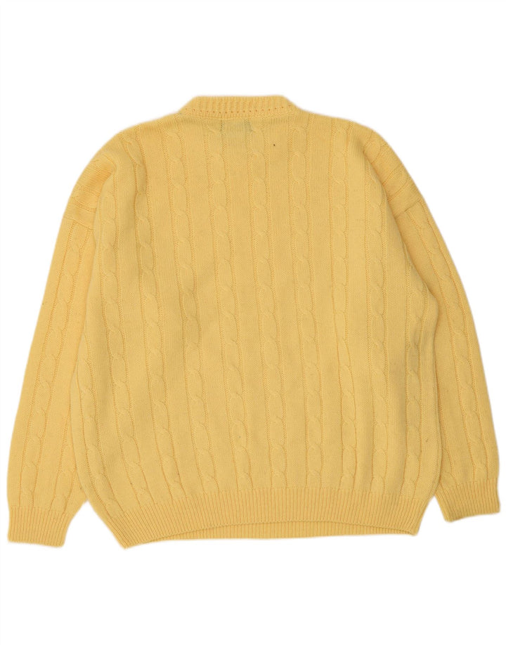Maglieria Herren-Pullover mit Rundhalsausschnitt, groß, gelbe Wolle