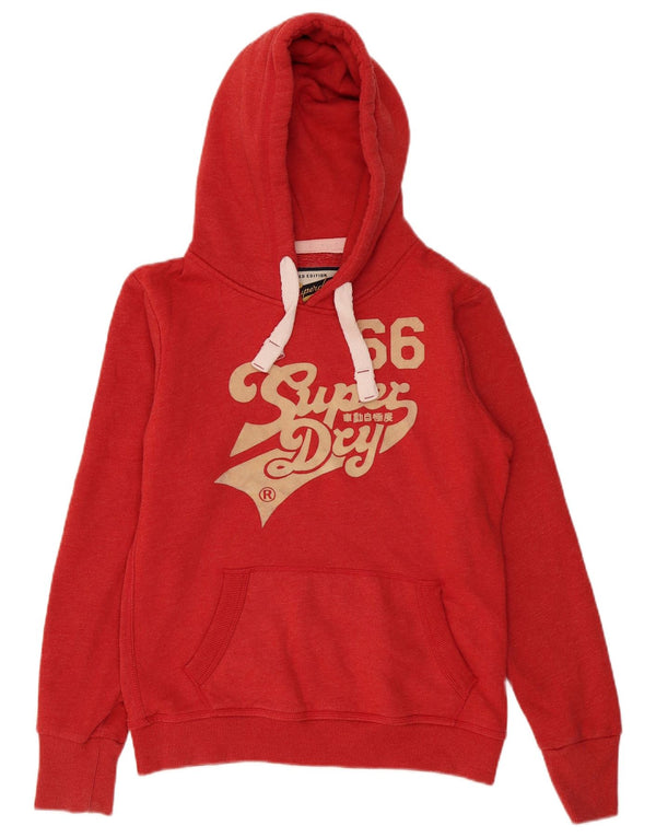 Superdry Damen-Kapuzenpullover mit Grafik, UK 16, Größe L, Rot, Baumwolle