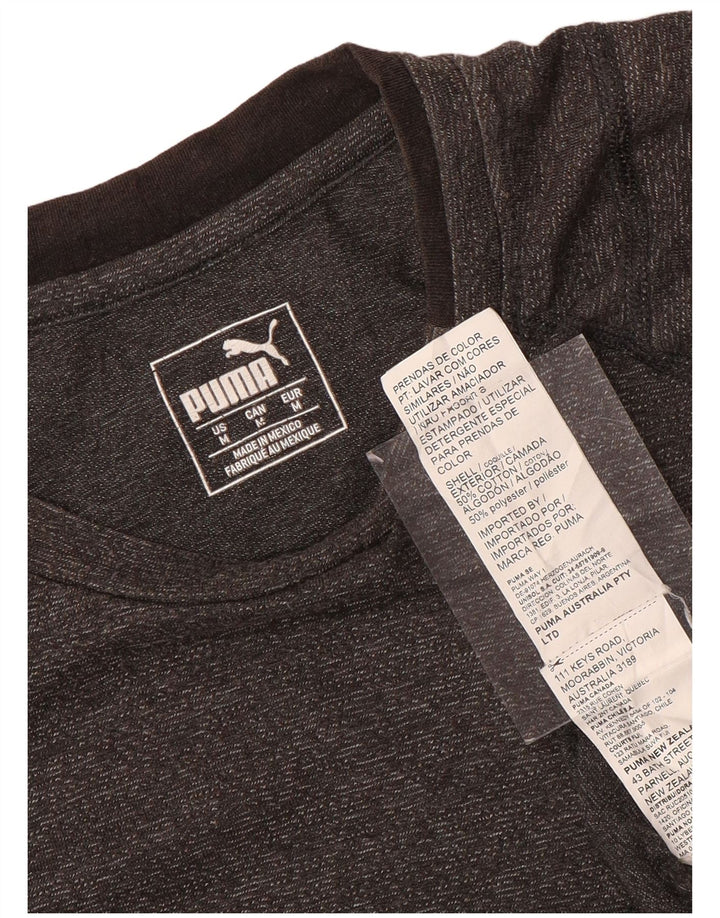 PUMA Herren Grafik-T-Shirt-Oberteil aus mittelgrau gefleckter Baumwolle