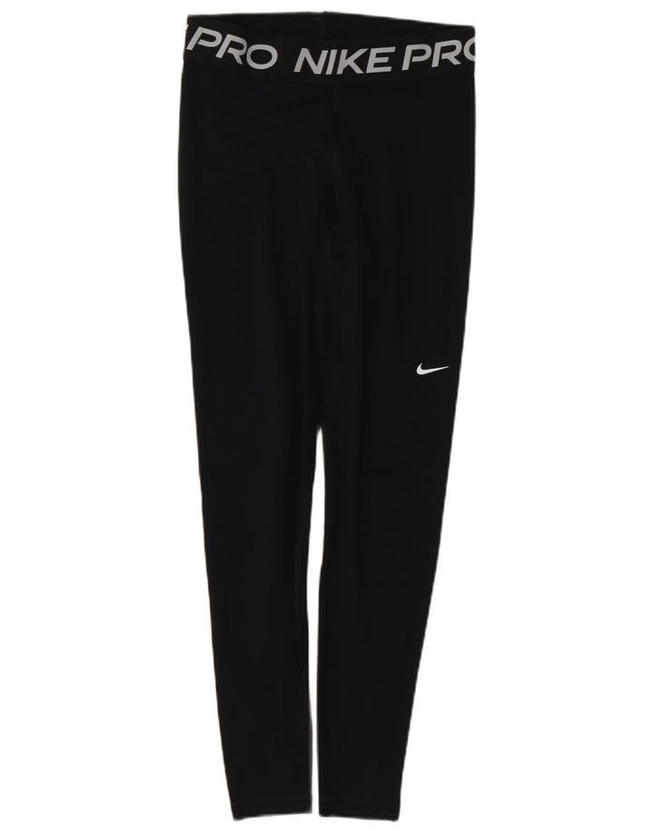 Nike Damen Dri Fit Graphic Leggings UK 12 Medium Schwarz