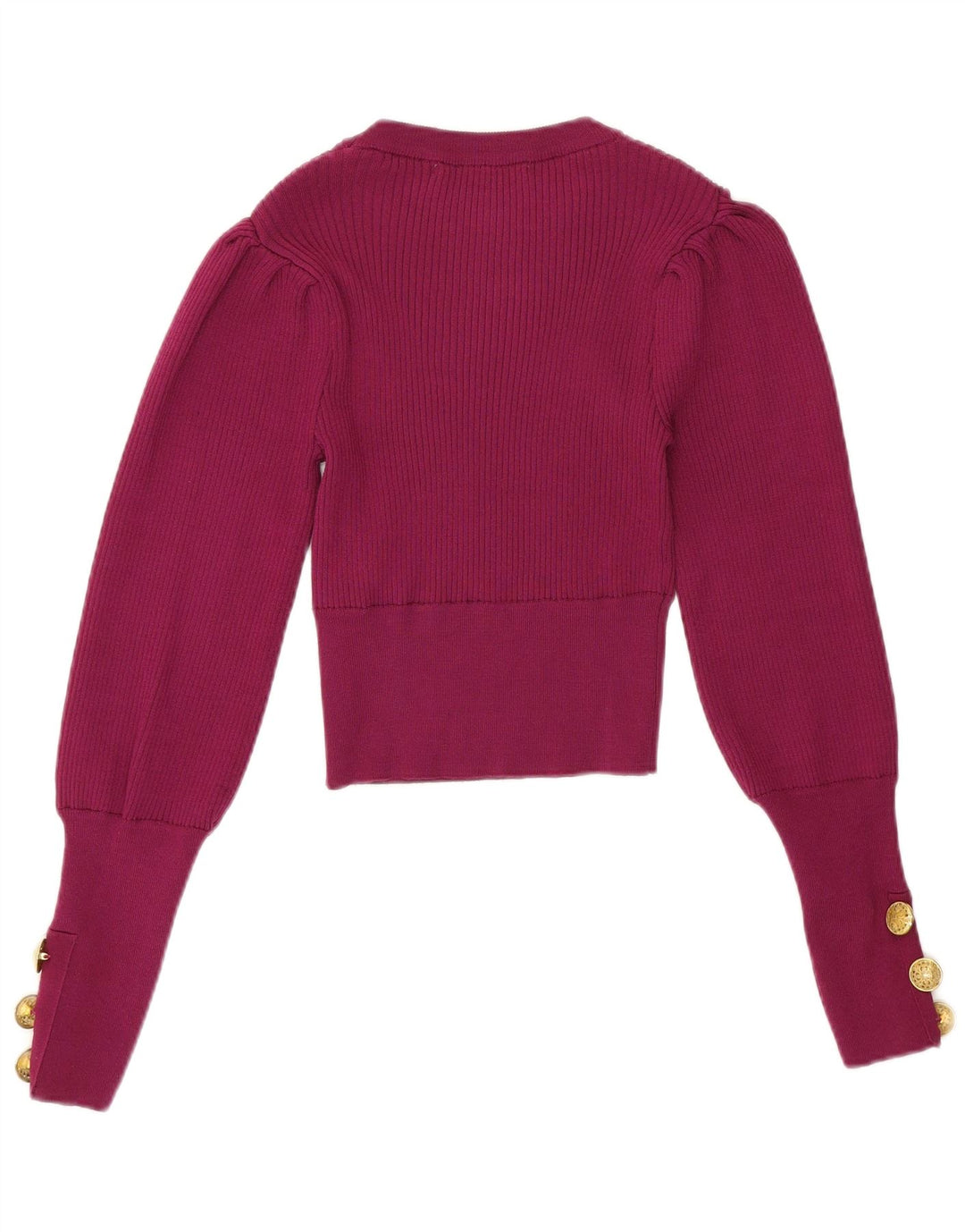 ZARA Damen Crop Crew Neck Pullover Pullover UK 10 Small Burgund Polyester
