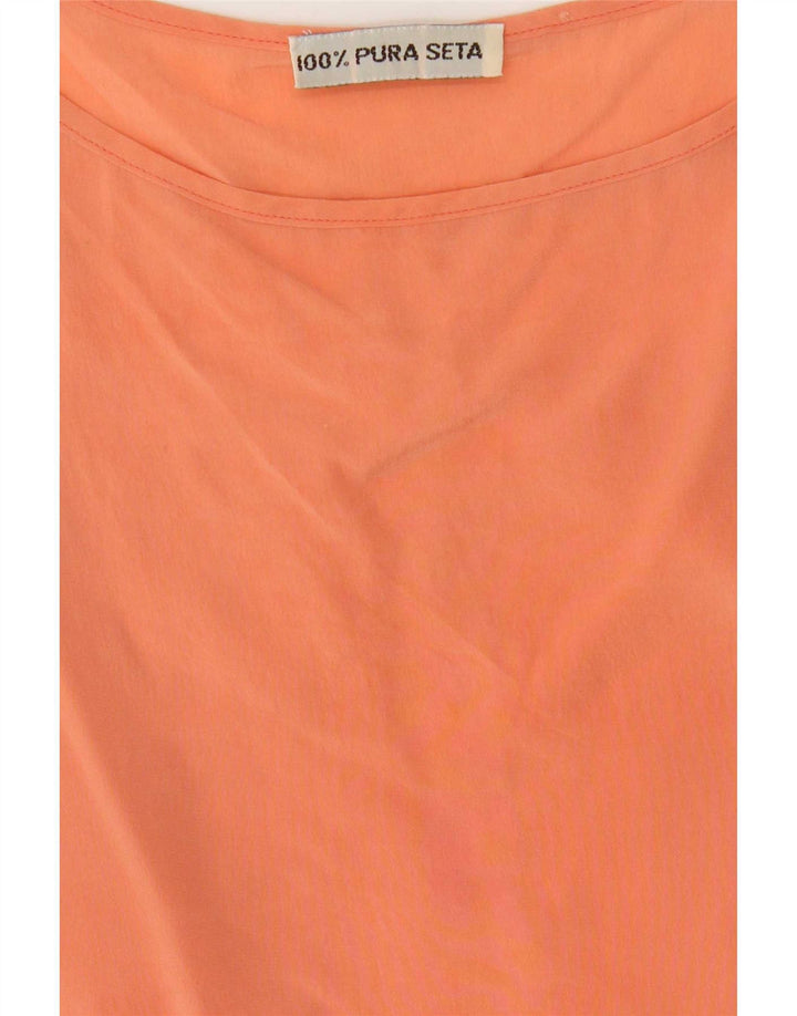 Vintage Damen Ärmelloses Blusentop UK 16 Große Orange Seide