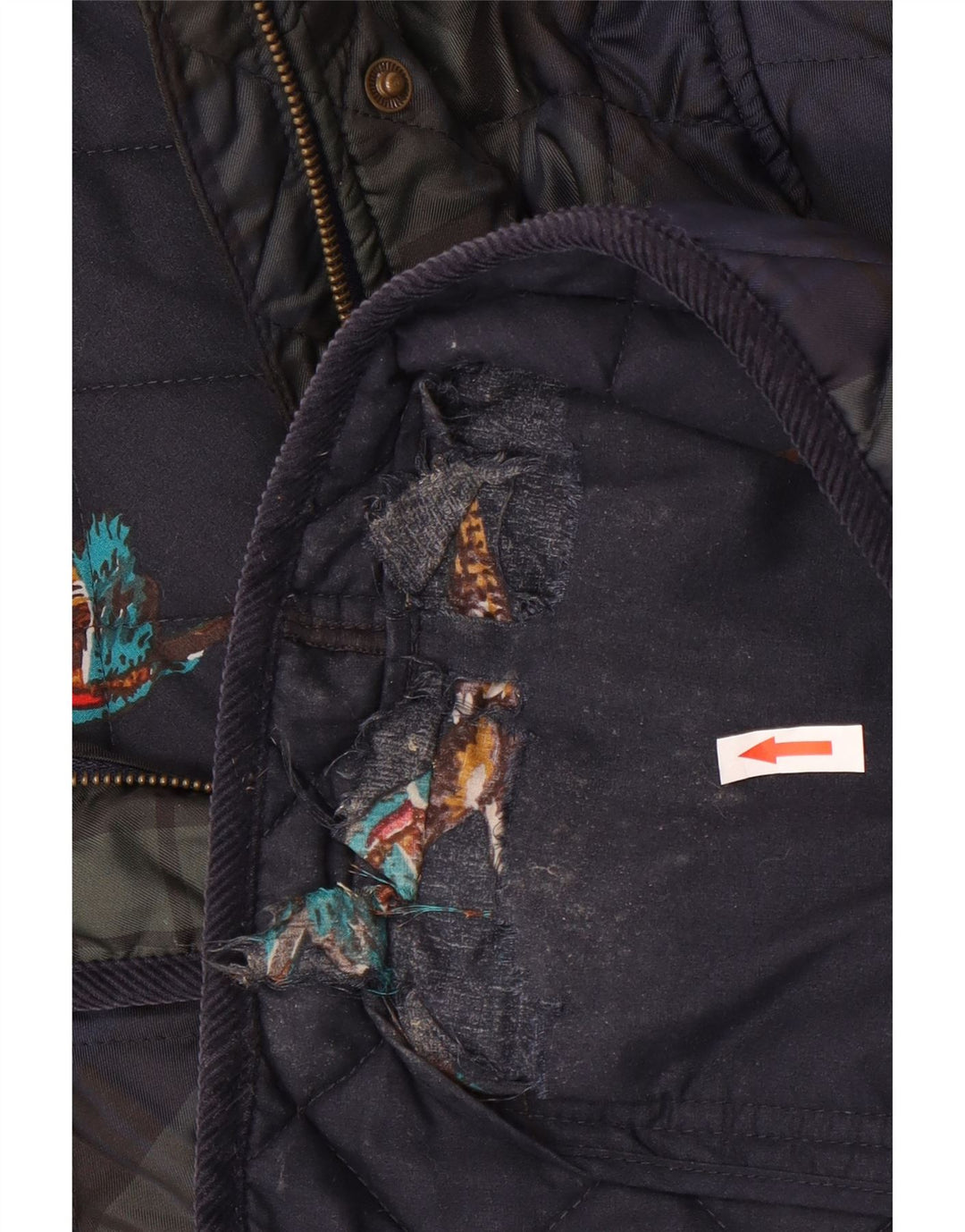 Joules Damen Steppjacke UK 18 XL Marineblau kariertes Polyester