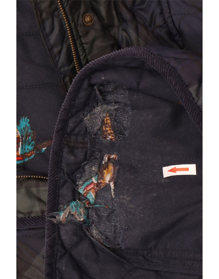 Joules Damen Steppjacke UK 18 XL Marineblau kariertes Polyester
