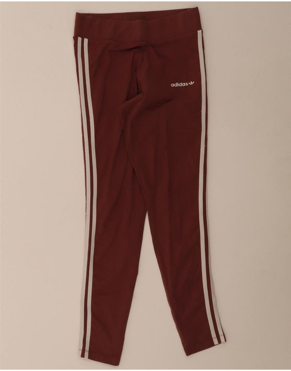 Adidas Damen Leggings UK 10 Small Burgund Baumwolle