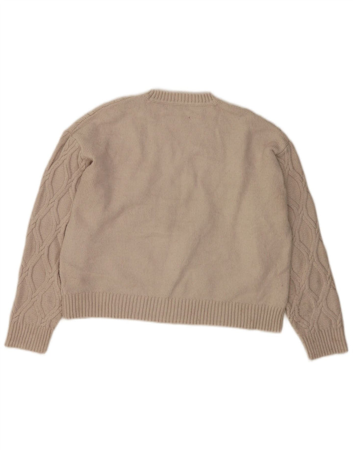 Marks & Spencer Damen Crop Pullover mit Rundhalsausschnitt, UK 14, Mittelbeige