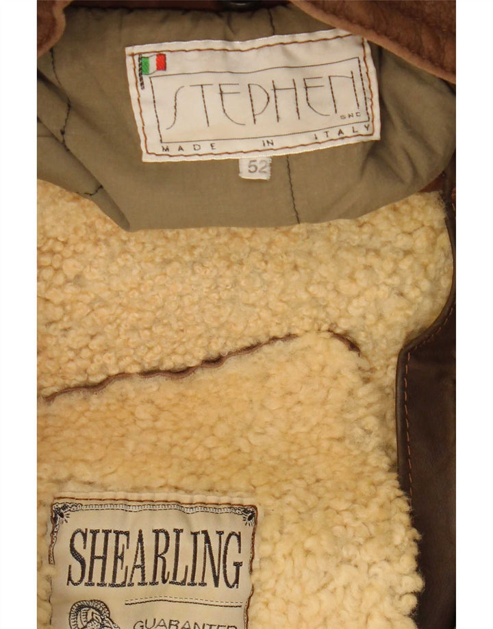 Stephen Herren Shearling Jacke IT 52 XL Braun Farbblock
