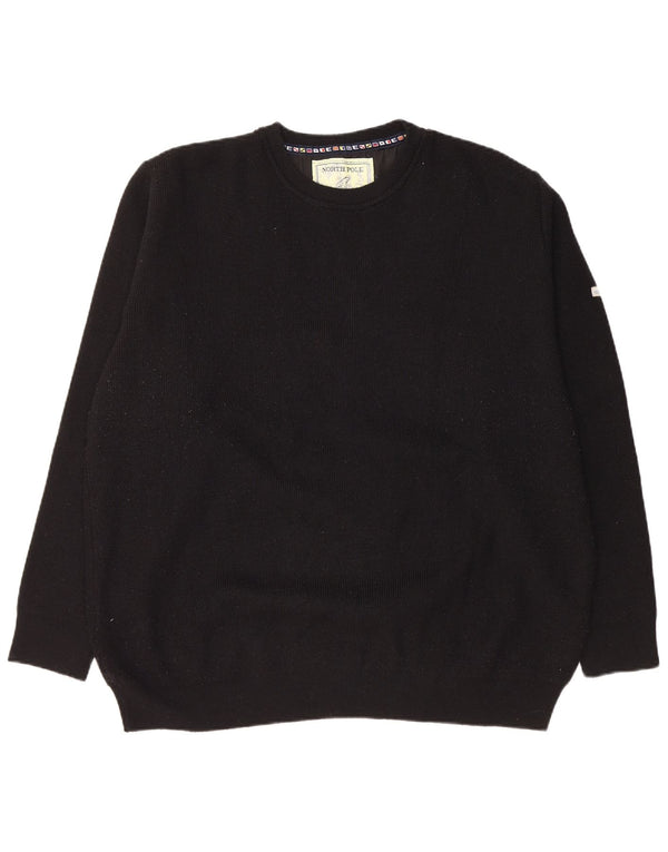 NORTH POLE Herren-Pullover mit Rundhalsausschnitt, 2XL, schwarze Wolle