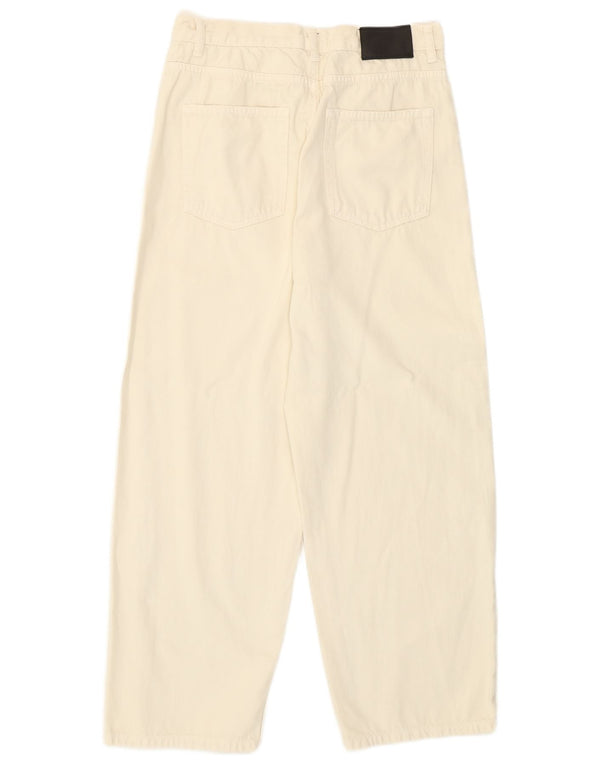 Stefanel Damen Crop High Rise Loose Jeans W28 L26 Off White