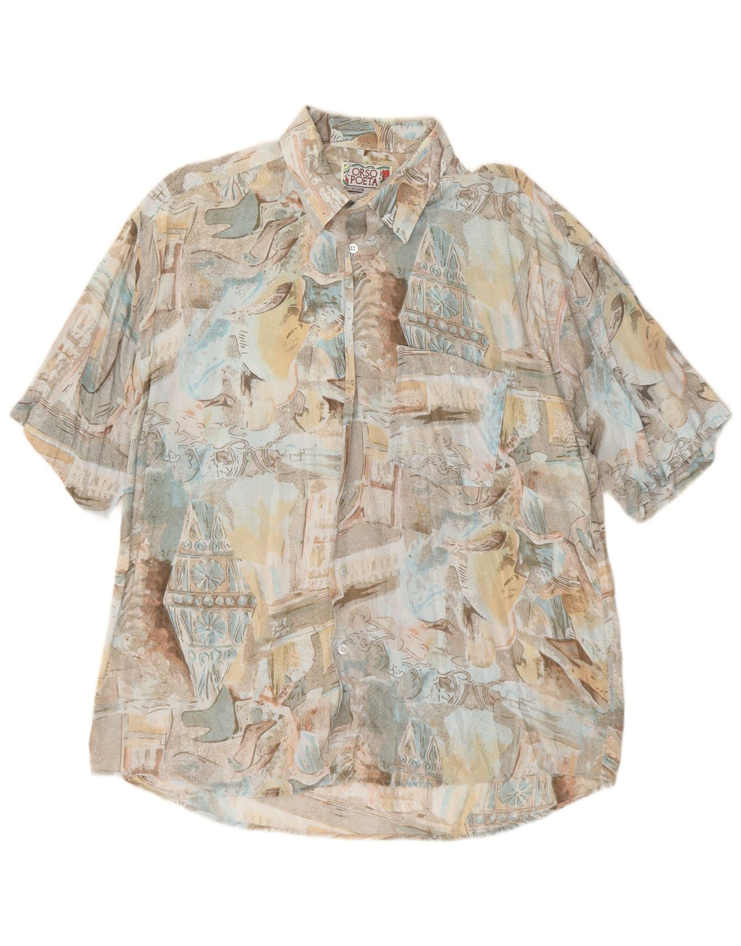 ORSO POETA  Mens Abstract Pattern Short Sleeve Shirt 2XL Multicoloured