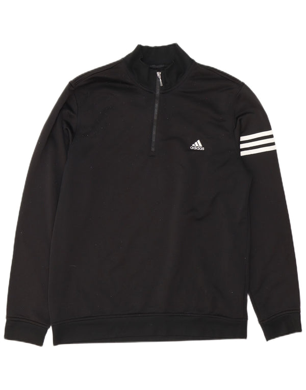 Adidas Herren Climalite Zip Neck Sweatshirt Pullover Medium Schwarz Polyester
