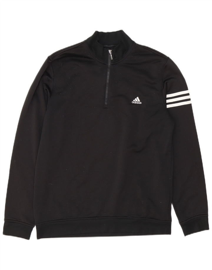 Adidas Herren Climalite Zip Neck Sweatshirt Pullover Medium Schwarz Polyester