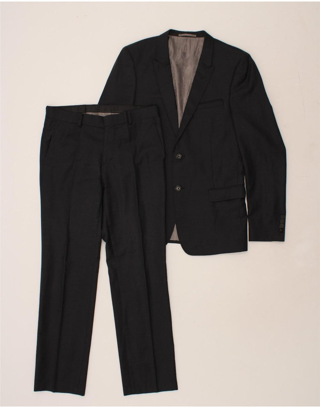 CHROM Herren-Anzug mit 2 Knöpfen, 2-teilig, UK 38, Mittel W32 L30, Schwarz