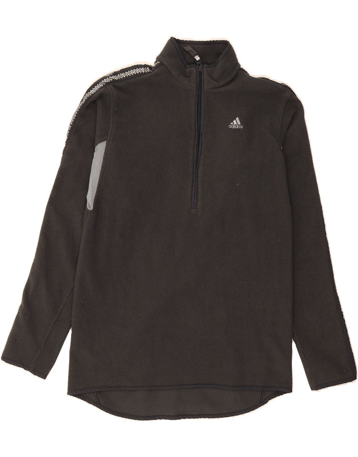 ADIDAS Mens Zip Neck Fleece Jumper Medium Grey Colourblock Polyester Vintage Adidas and Second-Hand Adidas from Messina Hembry 