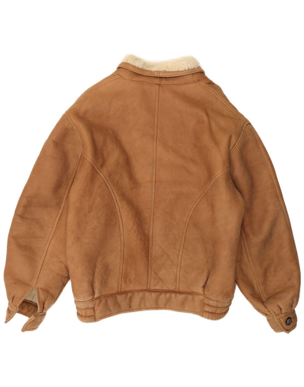 Vintage Herren Shearling Jacke IT 48 Medium Beige