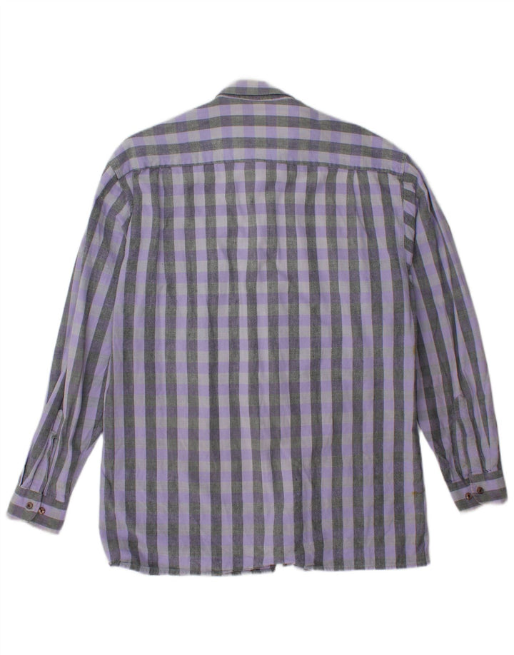 VINTAGE Mens Shirt Medium Purple Check