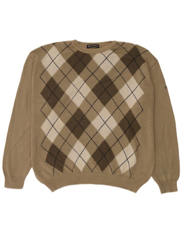 Burlington Herren-Pullover mit Rundhalsausschnitt, EU 54, XL, grünes Argyle/Diamantmuster