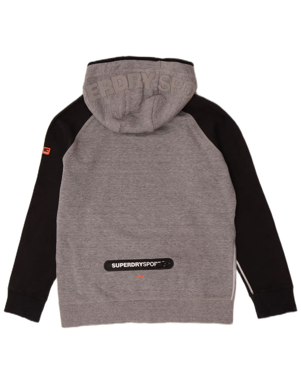 Superdry Damen Graphic Hoodie Pullover UK 18 XL Graue Colourblock-Baumwolle