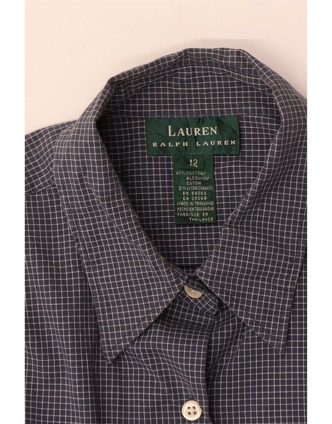 Ralph Lauren Damen-Hemd, US 12, groß, marineblau, kariert, Baumwolle