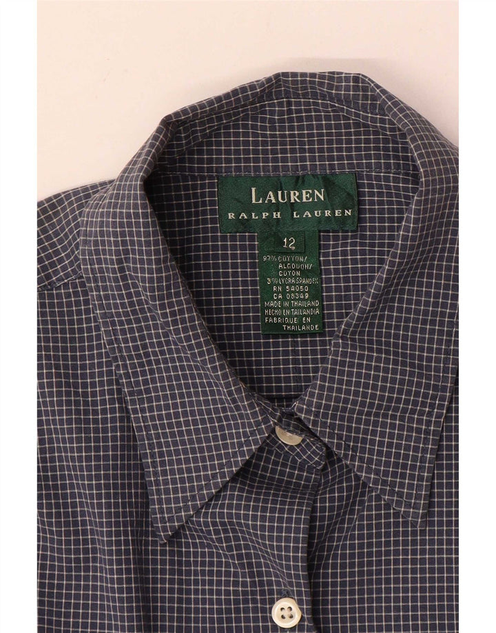 Ralph Lauren Damen-Hemd, US 12, groß, marineblau, kariert, Baumwolle
