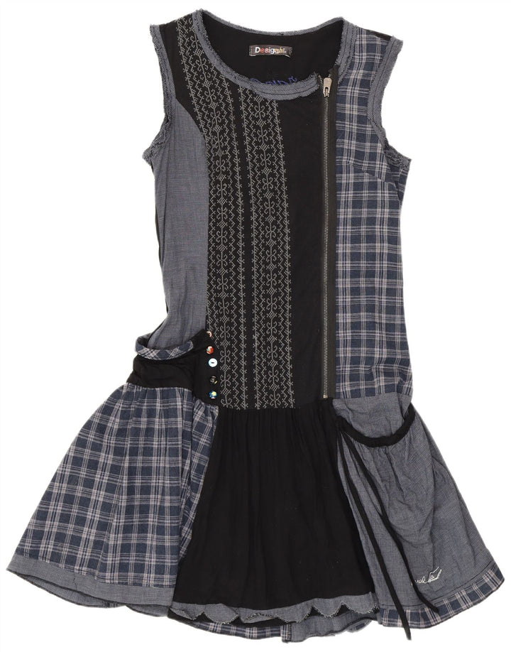 Desigual Damen Kleid mit tiefer Taille, EU 38, mittleres Marineblau, Patchwork