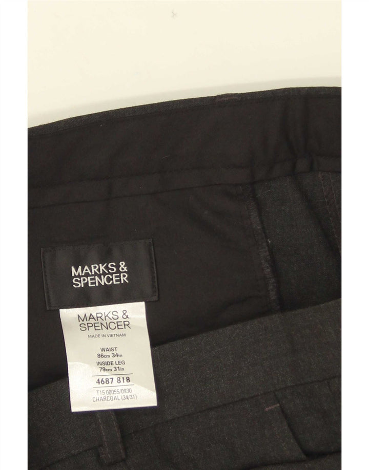 Marks & Spencer Herren-Anzughose mit Pegged-Anzug, W34, L31, graues Polyester