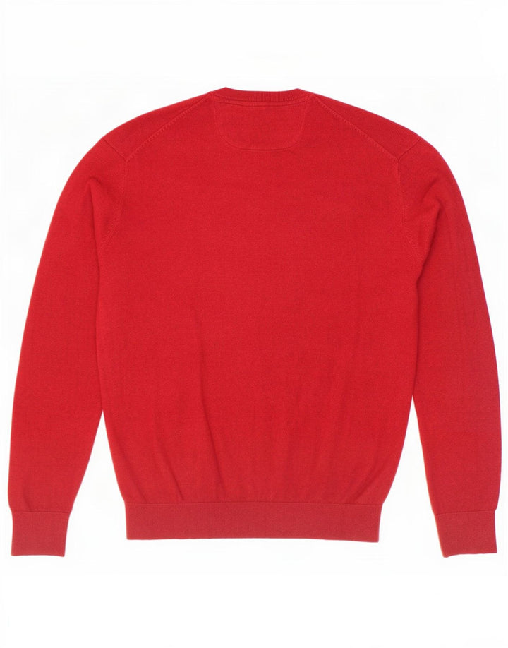 Bugatti Herren-Pullover mit V-Ausschnitt, mittlere burgunderrote Baumwolle