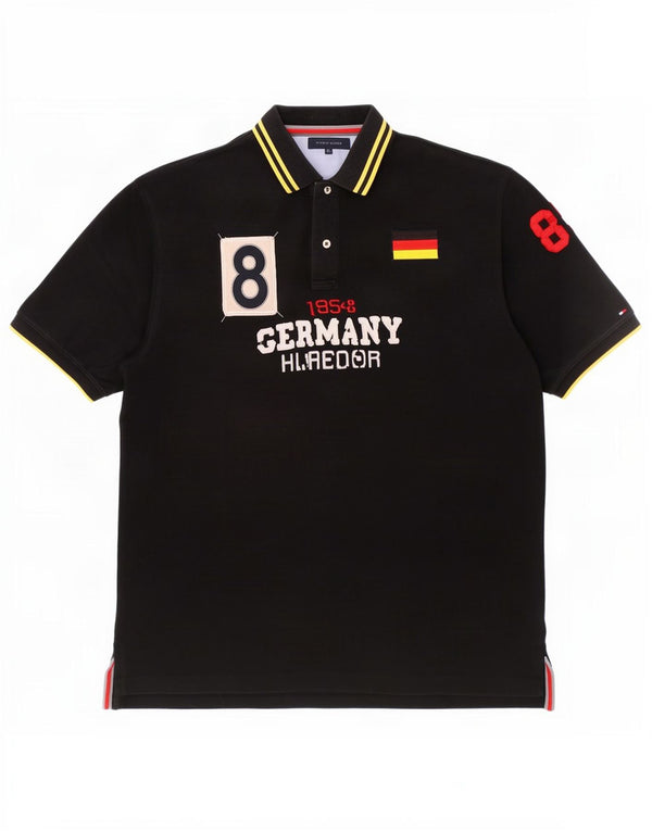 Tommy Hilfiger Herren-Poloshirt mit Grafik, 2XL, schwarz gestreift, Baumwolle