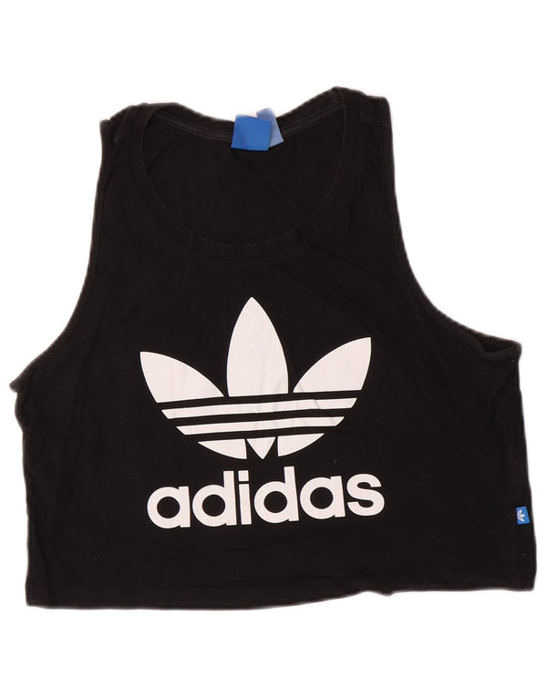 Adidas Damen Crop Graphic Vest Top UK 12 Medium Schwarz