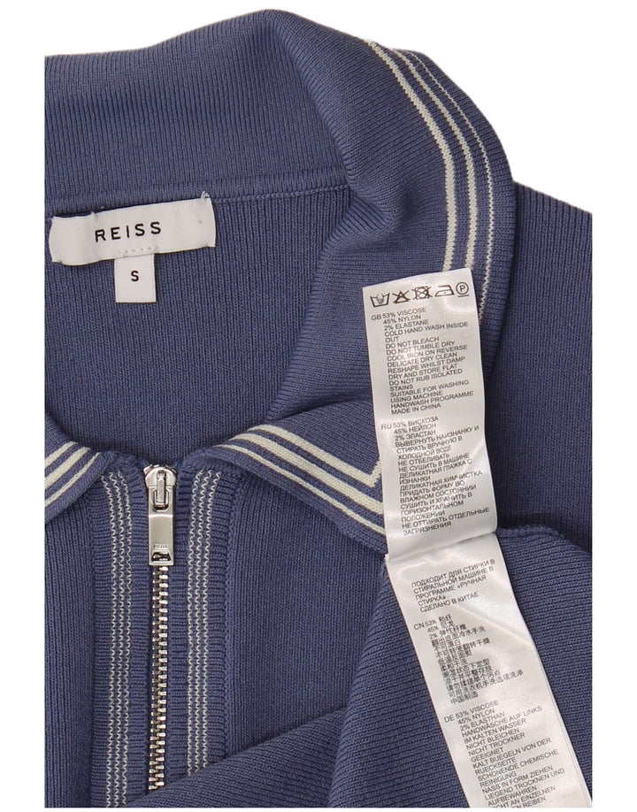 Reiss Herren-Poloshirt mit Reißverschluss, Größe S, blaue Viskose
