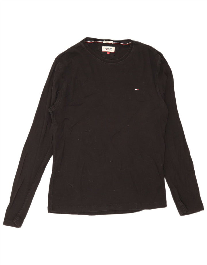Tommy Hilfiger Herren-Top, langärmelig, groß, schwarze Baumwolle