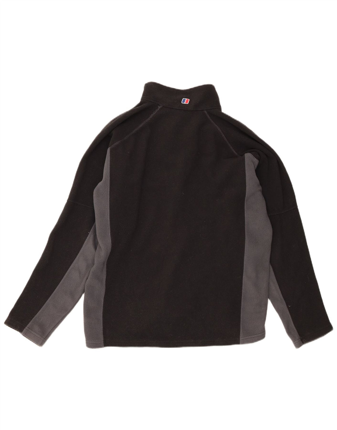 Berghaus Herren-Fleecepullover mit Reißverschluss am Hals, großes schwarzes Farbblock-Polyester
