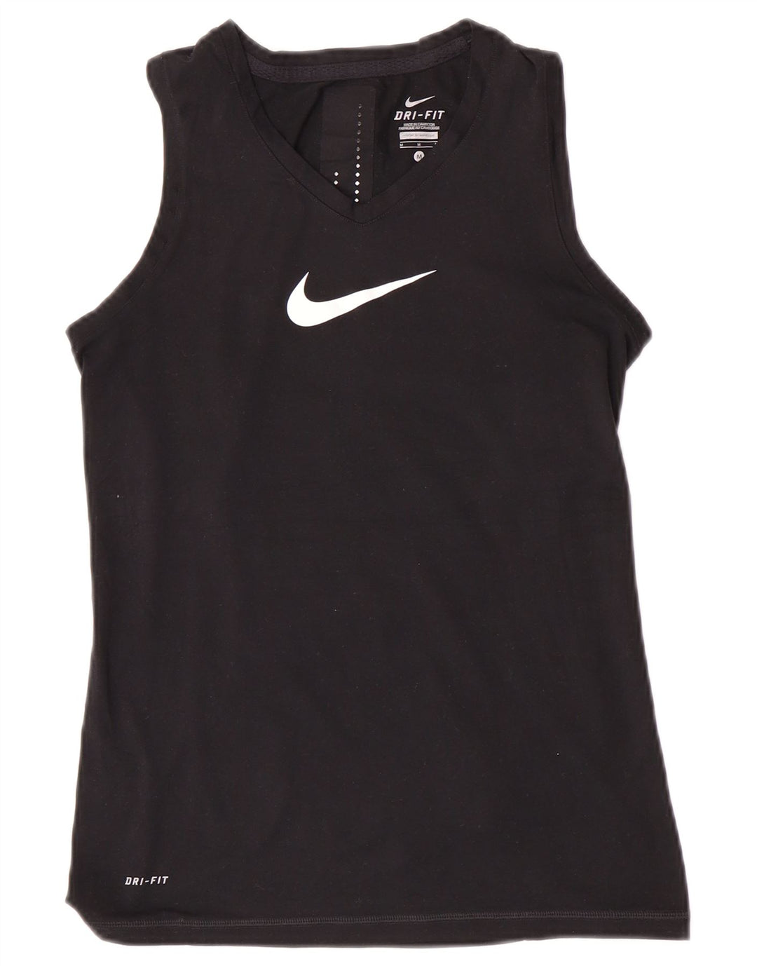 Nike Damen Dri Fit Grafik-Weste-Oberteil UK 12 Mittelschwarzes Polyester