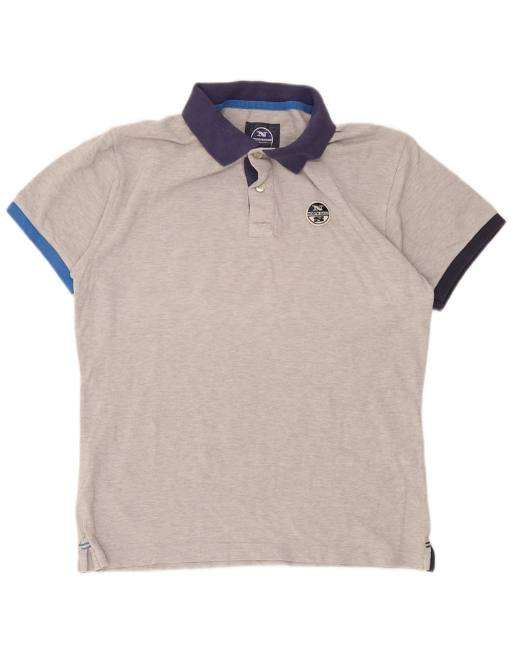 North Sails Herren-Poloshirt, große graue Colourblock-Baumwolle