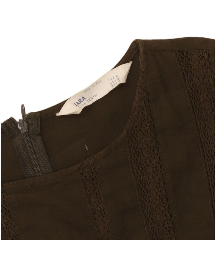 Zara Damen Playsuit UK 14 Medium Khaki