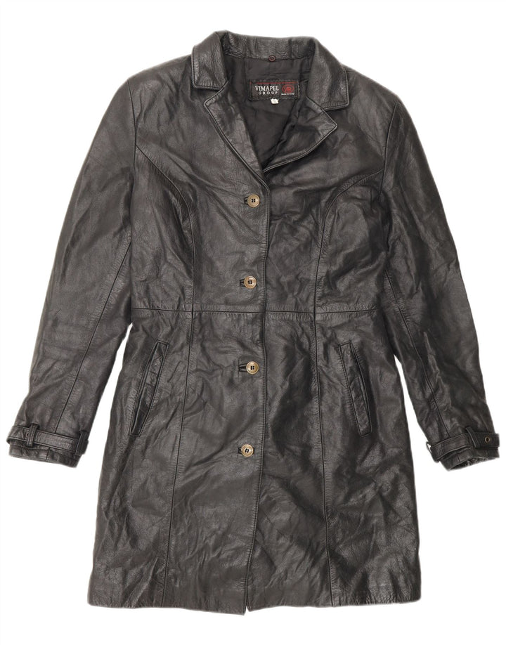 Vimapel Damen Ledermantel UK 10 Small Black Classic