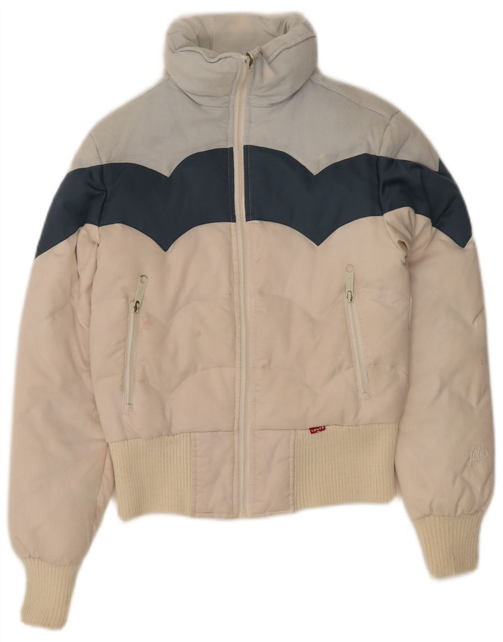 Levi's Wattierte Damenjacke UK 6 XS Weißer Colourblock-Polyester