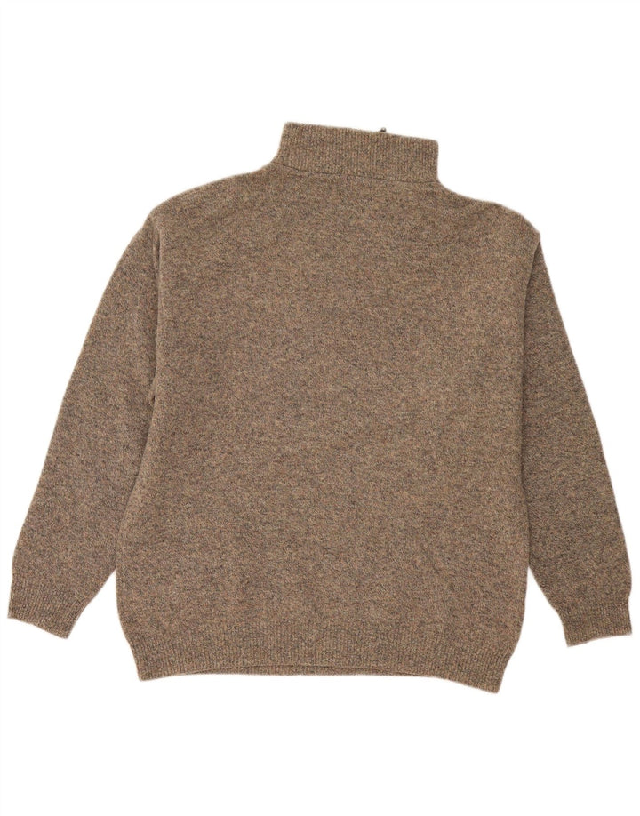 Invicta Herren-Pullover mit Reißverschluss am Hals, große grau gesprenkelte Wolle