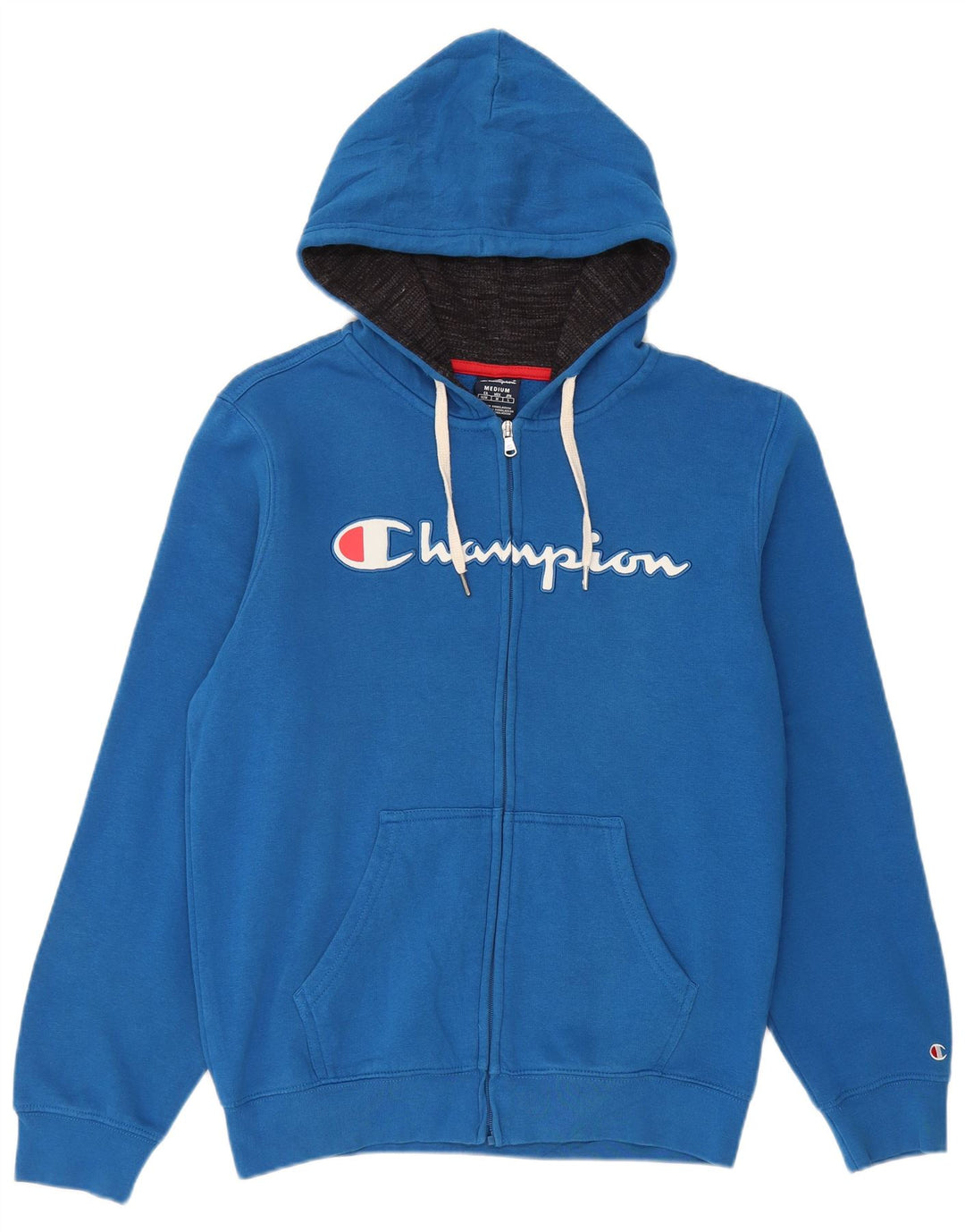 Champion Herren-Kapuzenpullover mit grafischem Reißverschluss, mittelblaue Baumwolle