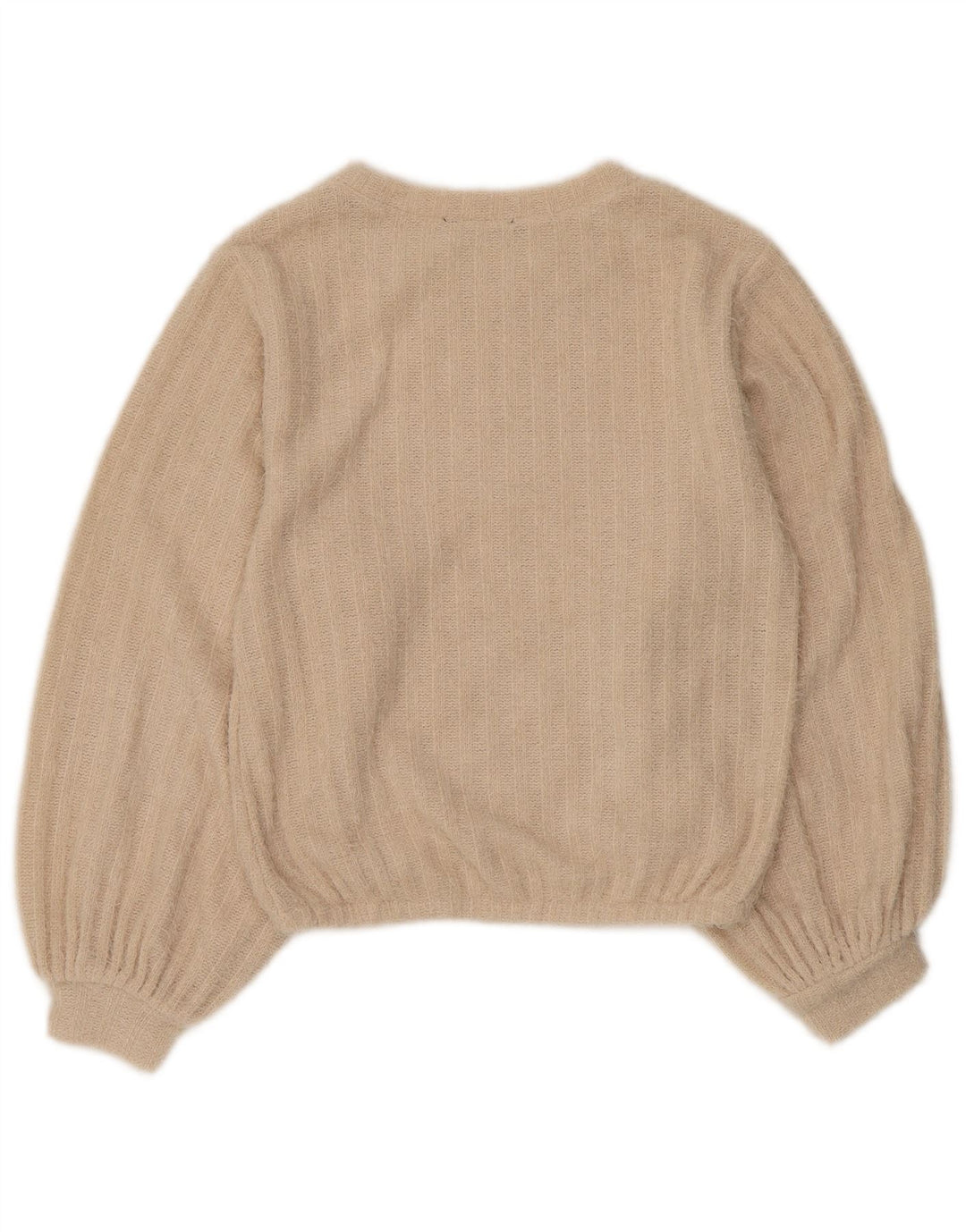 Zara Damen-Pullover mit Rundhalsausschnitt, Gr. 10, Größe S, Beige, gestreift, Polyester