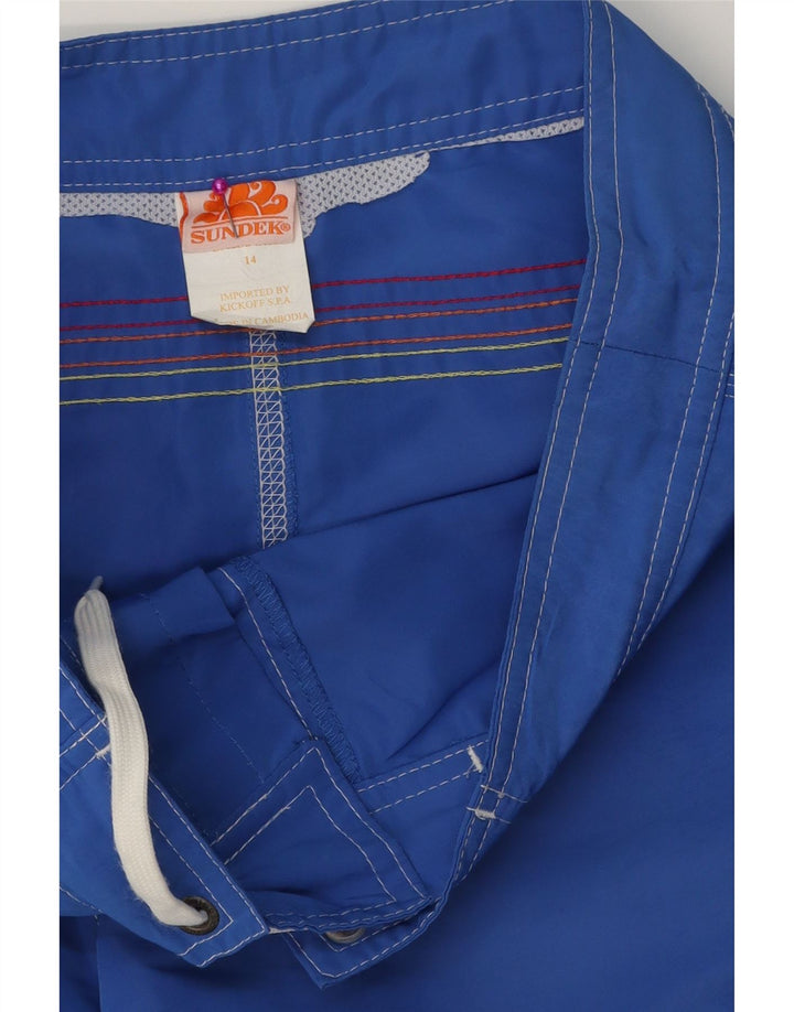 SUNDEK Badeshorts für Jungen, 13–14 Jahre, blaues Polyester