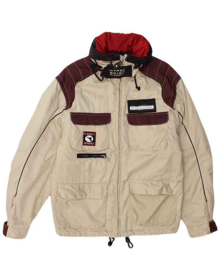 Diadora Herren-Skijacke mit Grafik, Größe S, Weiß, Farbblock-Polyester