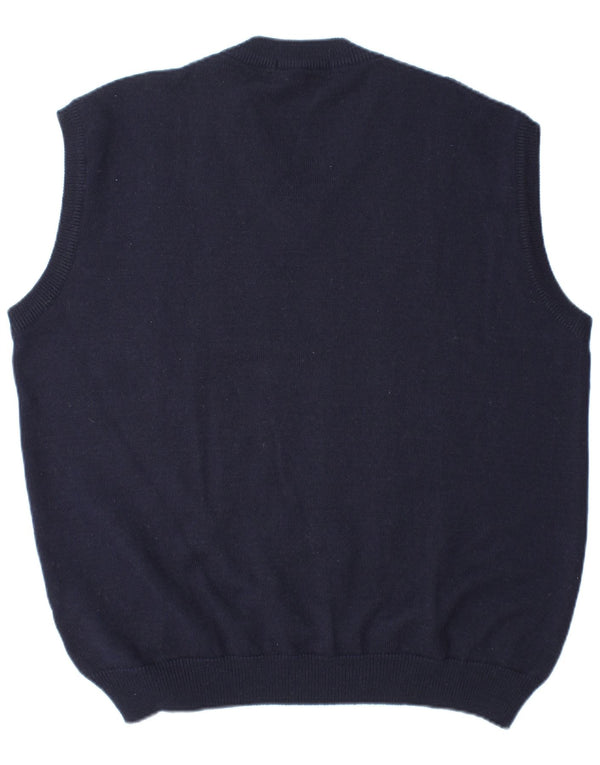 Frank Alexs Mens Vest Tank Top IT 58 2XL Navy Blue Striped Wool