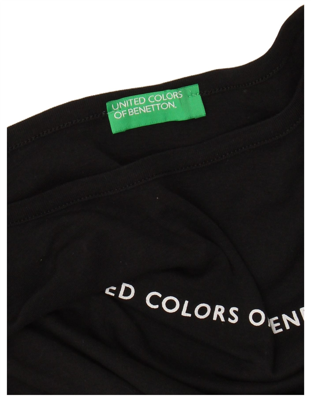 BENETTON Womens Graphic Top 3/4 Ärmel UK 8 Small Schwarz