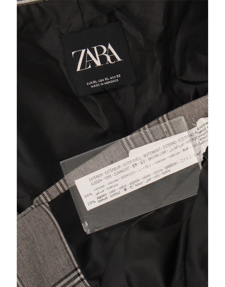 ZARA Damen 2-Knopf-Oversize-Blazerjacke UK 18 XL Grau karierte Viskose